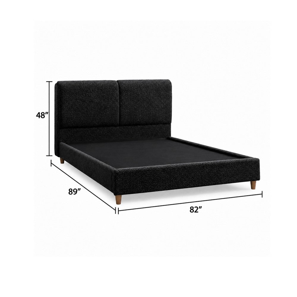 Tavo King Bed | 2 Panel Foam Headboard | Metallic Black Boucle Upholstery