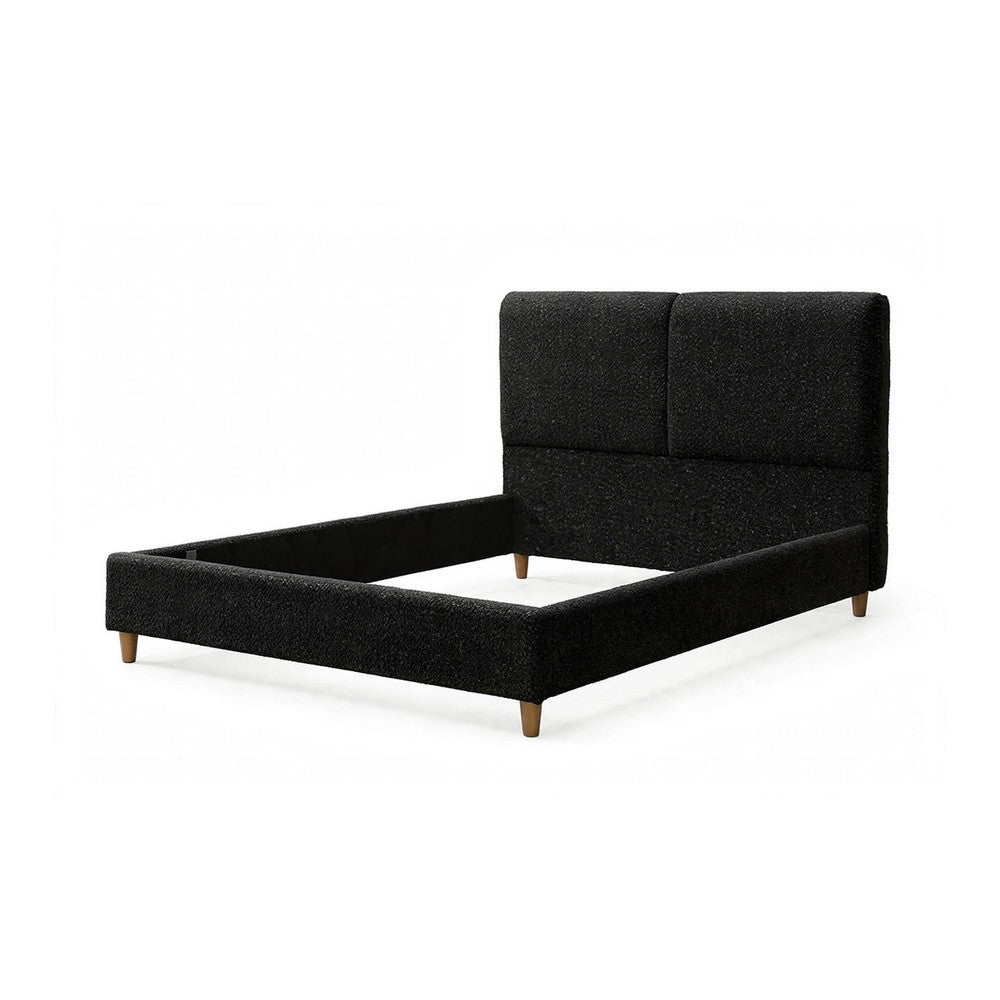 Tavo Full Bed | 2 Panel Foam Headboard | Metallic Black Boucle Upholstery