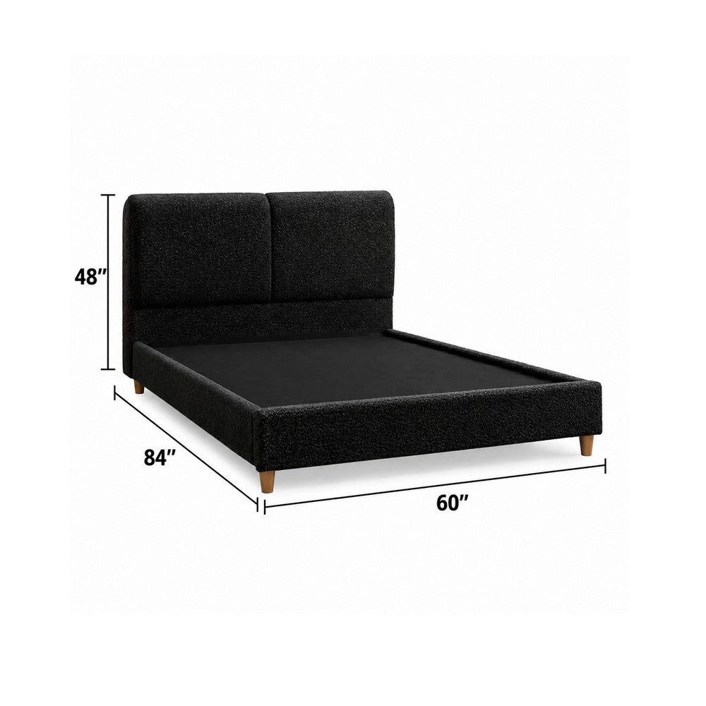 Tavo Full Bed | 2 Panel Foam Headboard | Metallic Black Boucle Upholstery