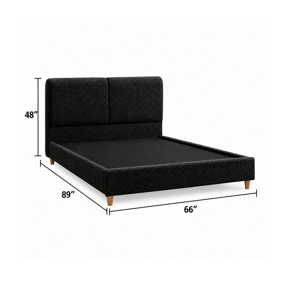 Tavo Queen Bed | 2 Panel Foam Headboard | Metallic Black Boucle Upholstery