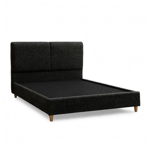 Tavo King Bed | 2 Panel Foam Headboard | Metallic Gray Boucle Upholstery