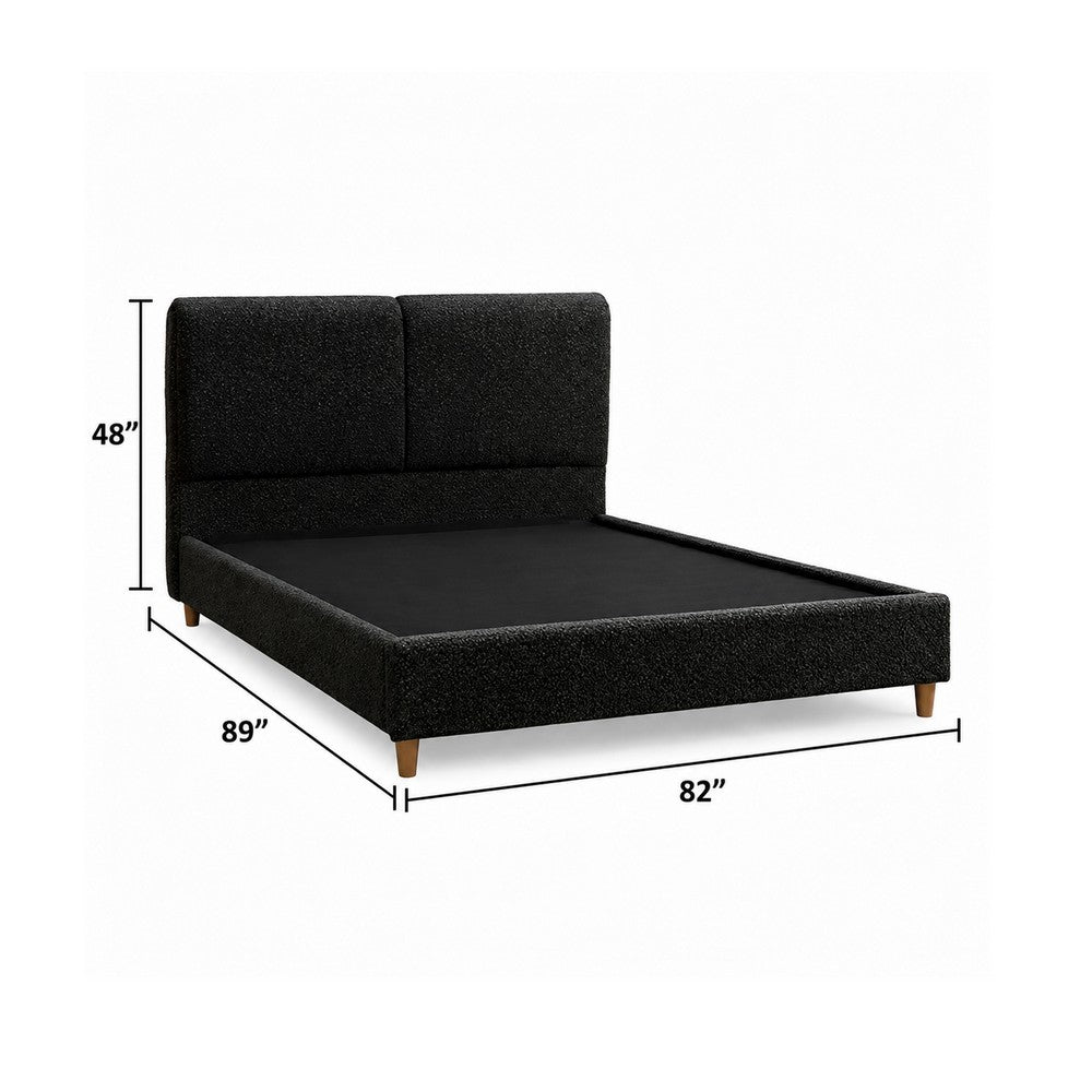 Tavo King Bed | 2 Panel Foam Headboard | Metallic Gray Boucle Upholstery