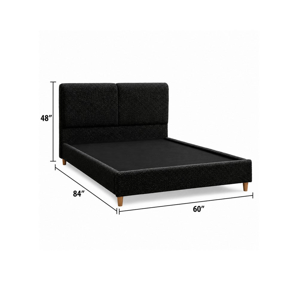 Tavo Full Bed | 2 Panel Foam Headboard | Metallic Gray Boucle Upholstery