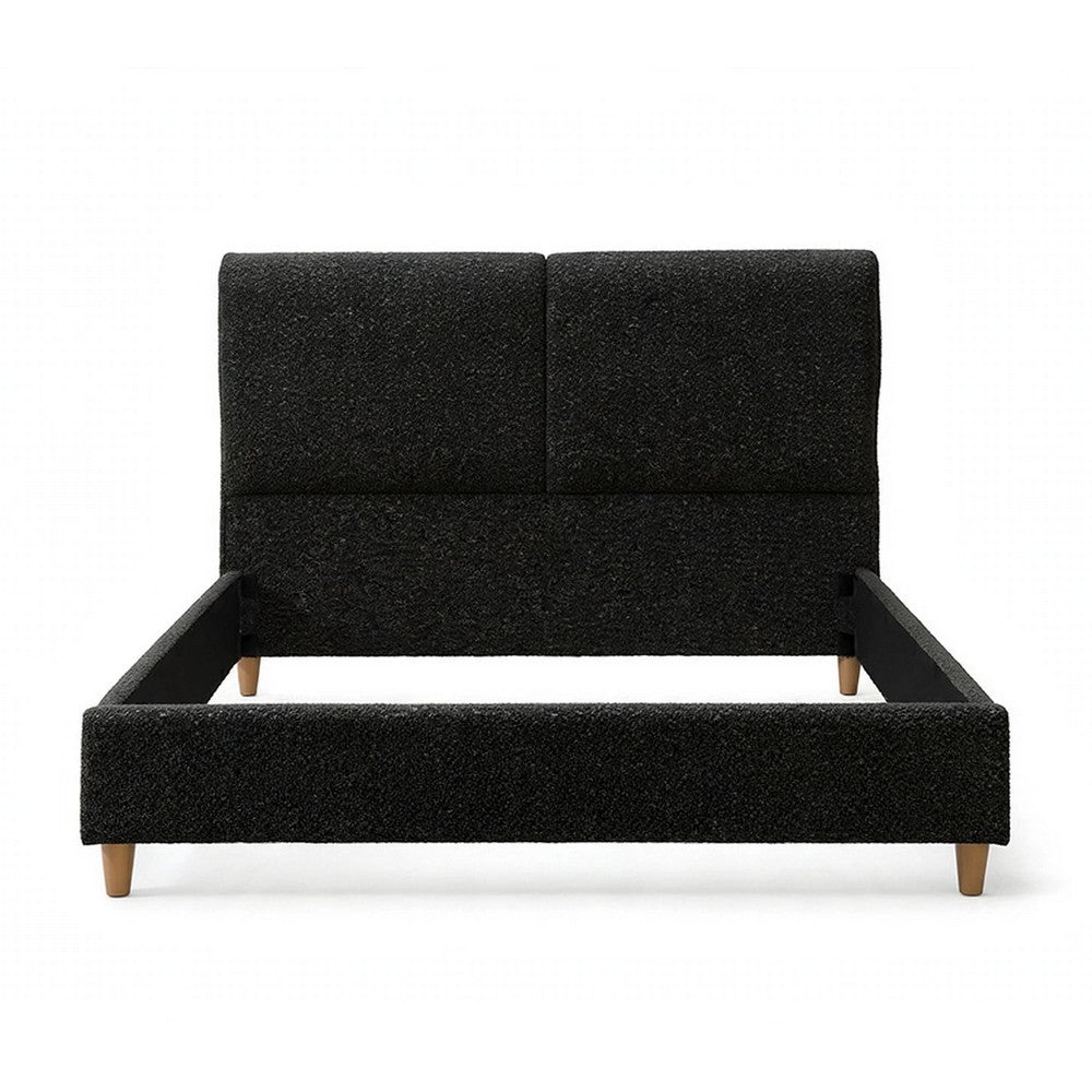 Tavo Queen Bed | 2 Panel Foam Headboard | Metallic Gray Boucle Upholstery
