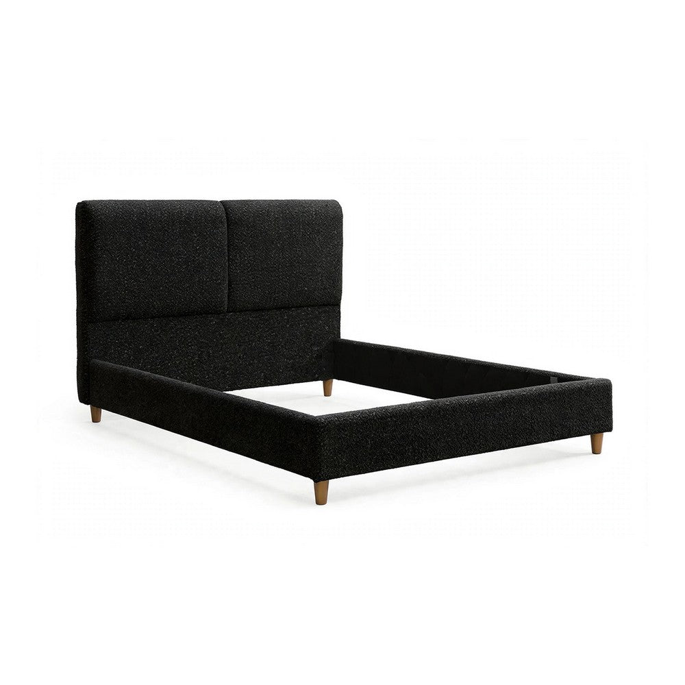 Tavo Queen Bed | 2 Panel Foam Headboard | Metallic Gray Boucle Upholstery