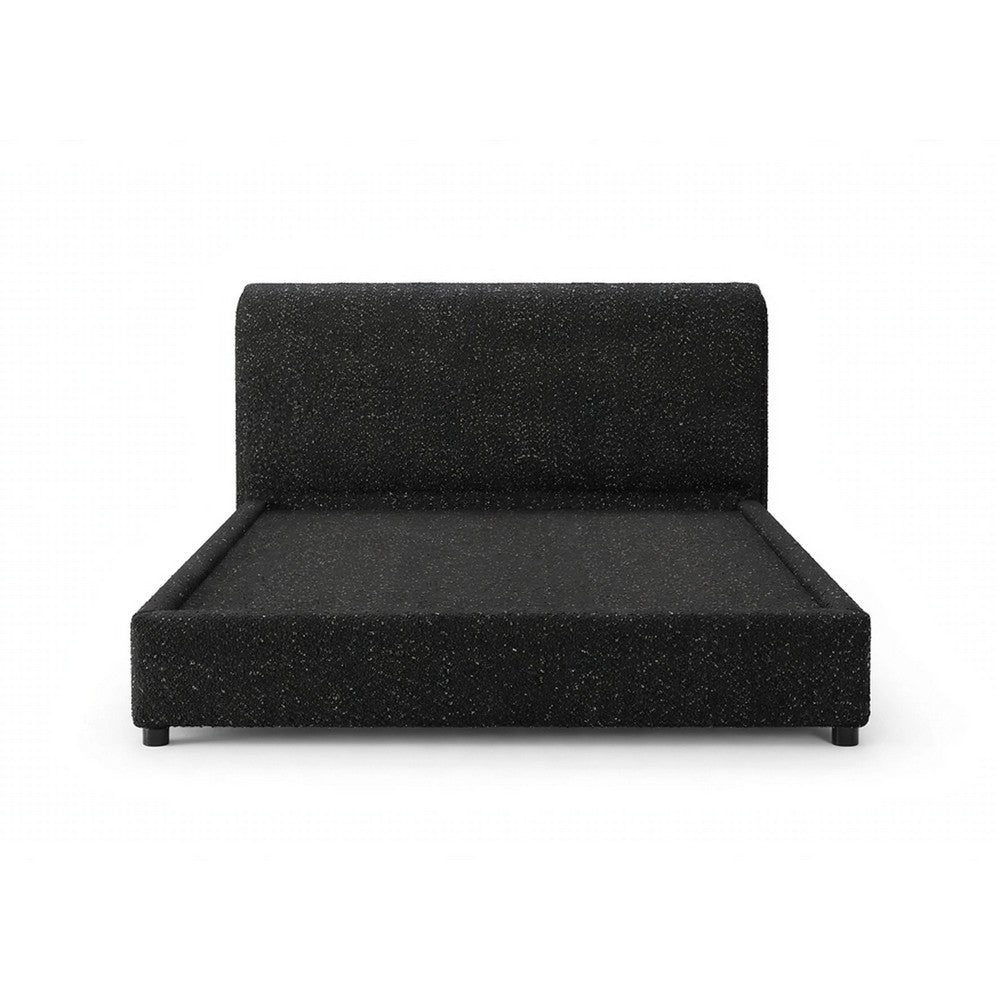 Woi King Bed | Foam Headboard | Metallic Black Boucle-Chenille Upholstery