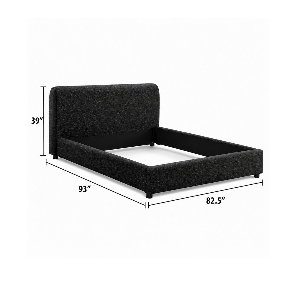 Woi King Bed | Foam Headboard | Metallic Black Boucle-Chenille Upholstery