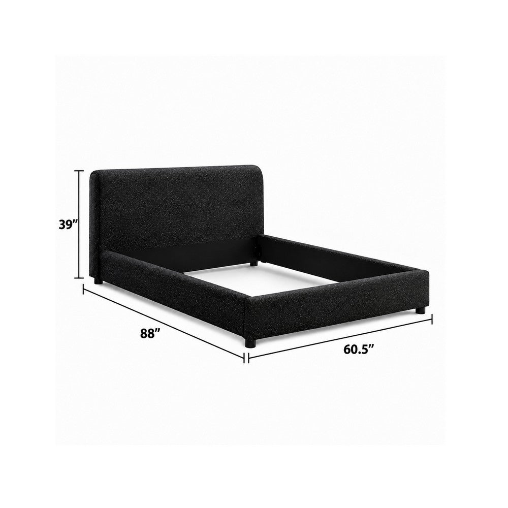 Woi Full Bed | Foam Headboard | Metallic Black Boucle-Chenille Upholstery