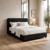 Woi Full Bed | Foam Headboard | Metallic Black Boucle-Chenille Upholstery