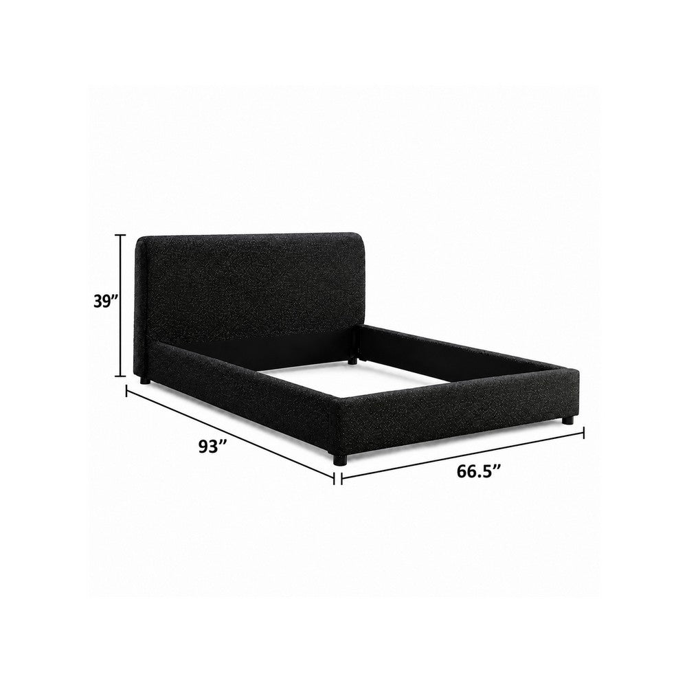 Woi Queen Bed | Foam Headboard | Metallic Black Boucle-Chenille Upholstery