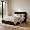 Woi Queen Bed | Foam Headboard | Metallic Black Boucle-Chenille Upholstery
