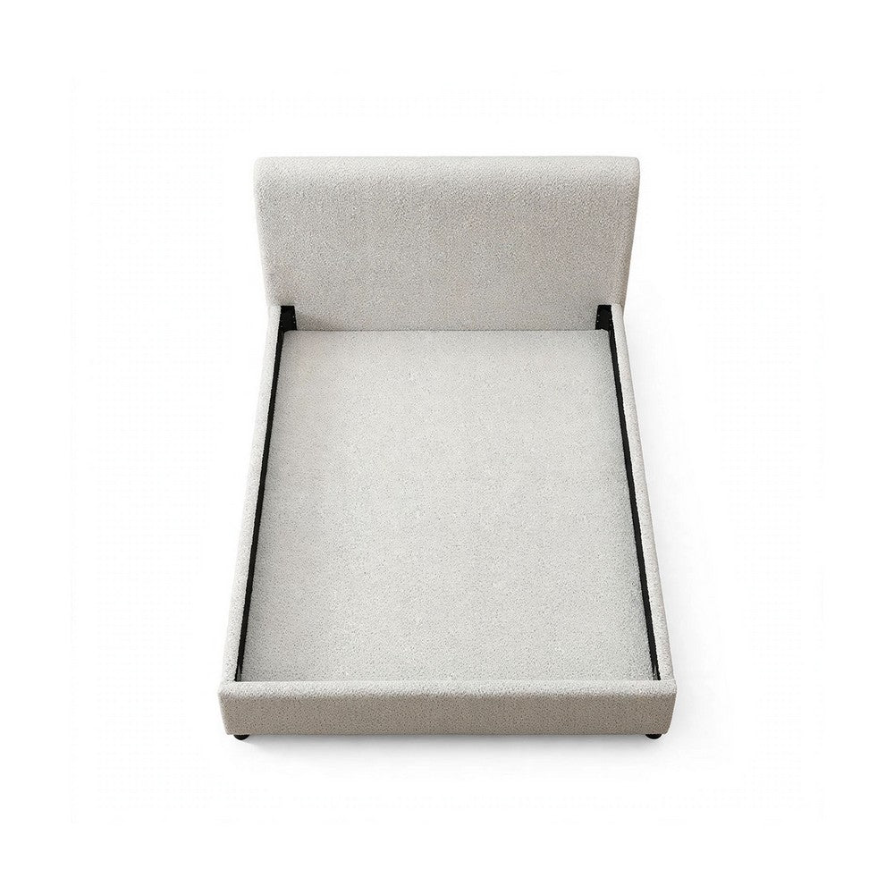 Woi King Bed | Foam Headboard | Metallic White Boucle-Chenille Upholstery