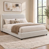 Woi Queen Bed | Foam Headboard | Metallic White Boucle-Chenille Upholstery