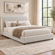 Woi Queen Bed | Foam Headboard | Metallic White Boucle-Chenille Upholstery