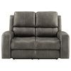 Joe Triple Power Reclining Loveseat | Gray Faux Leather | 62"