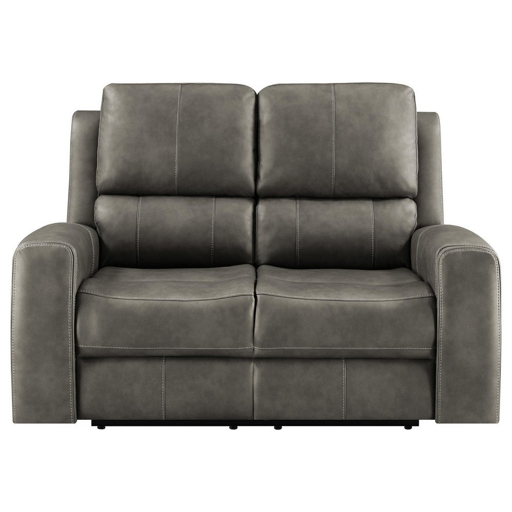 Joe Triple Power Reclining Loveseat | Gray Faux Leather | 62"