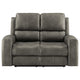 Joe Triple Power Reclining Loveseat | Gray Faux Leather | 62"