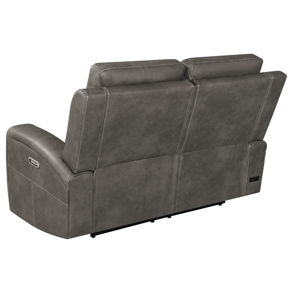 Joe Triple Power Reclining Loveseat | Gray Faux Leather | 62"