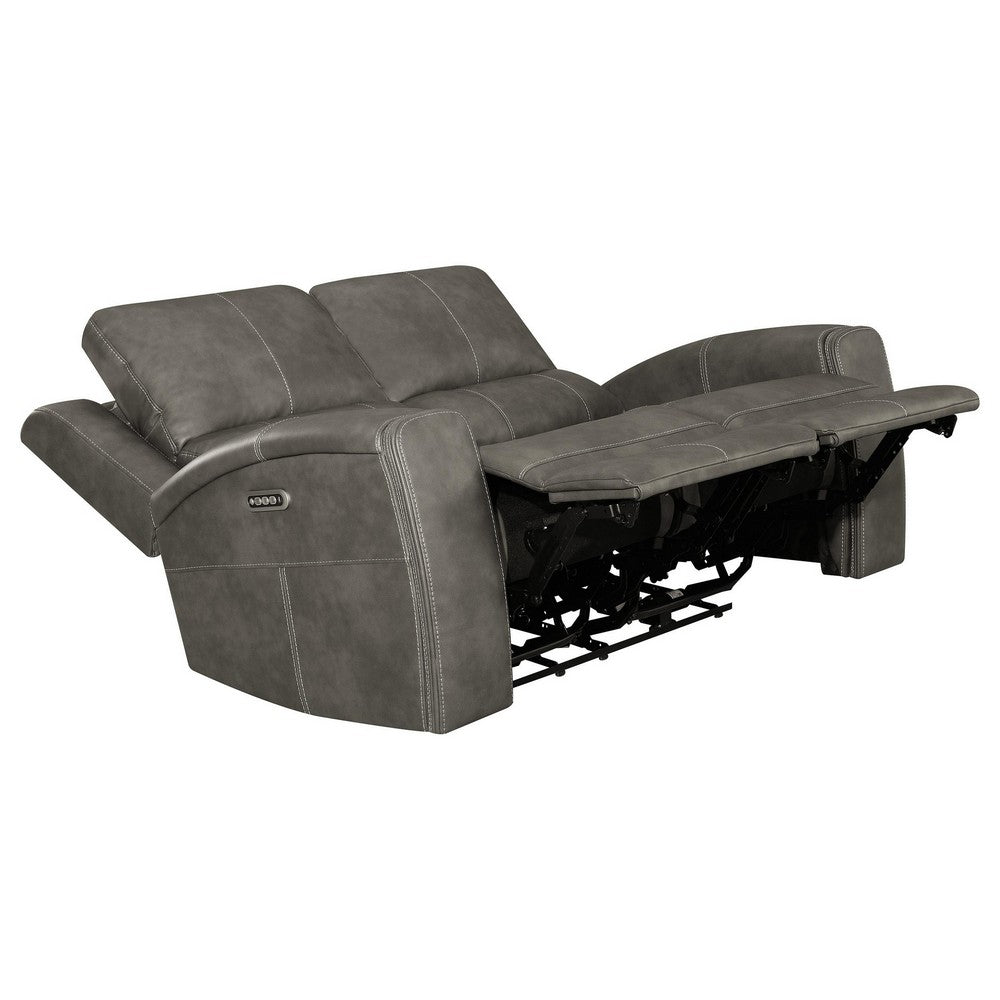 Joe Triple Power Reclining Loveseat | Gray Faux Leather | 62"