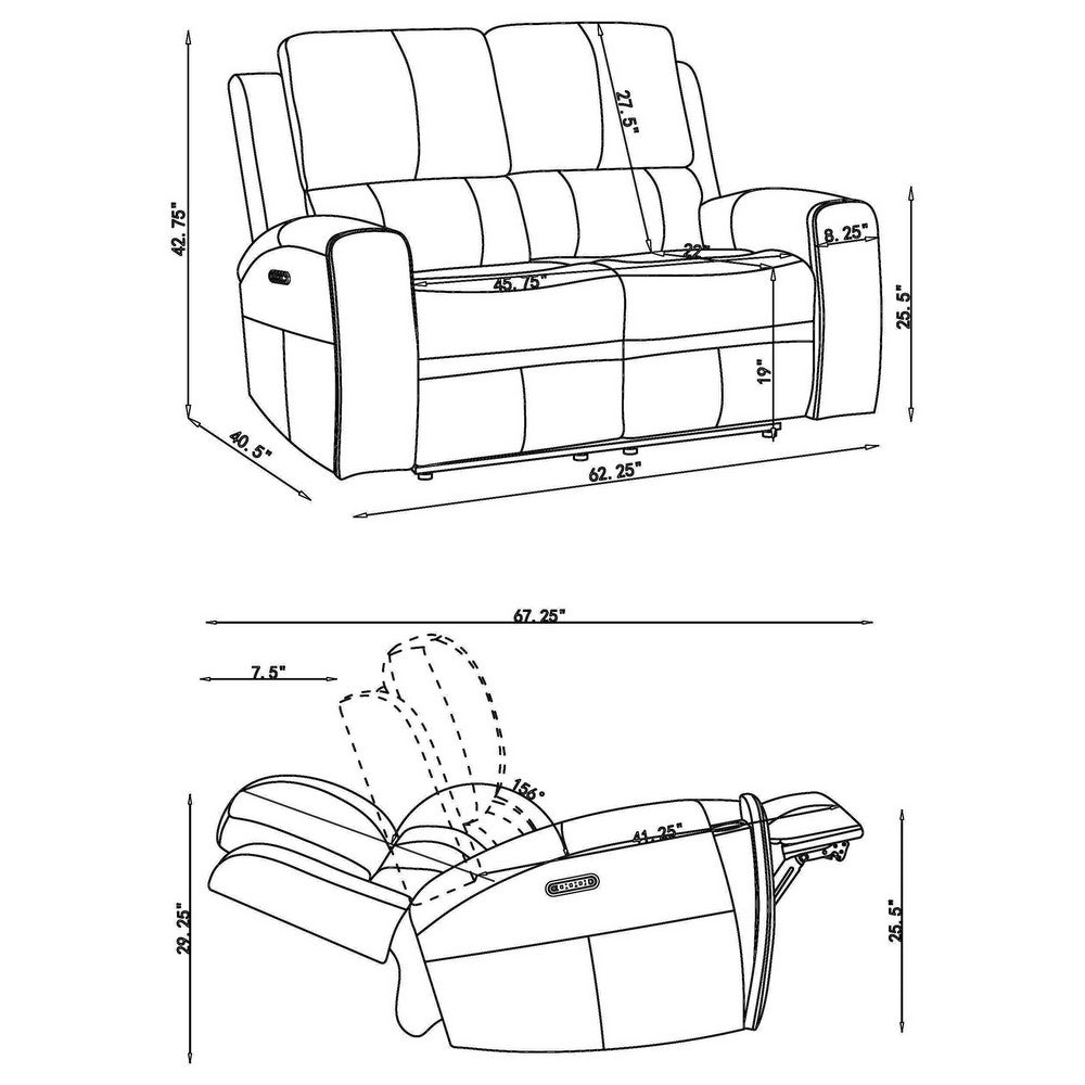 Joe Triple Power Reclining Loveseat | Gray Faux Leather | 62"