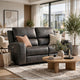 Joe Triple Power Reclining Loveseat | Gray Faux Leather | 62"