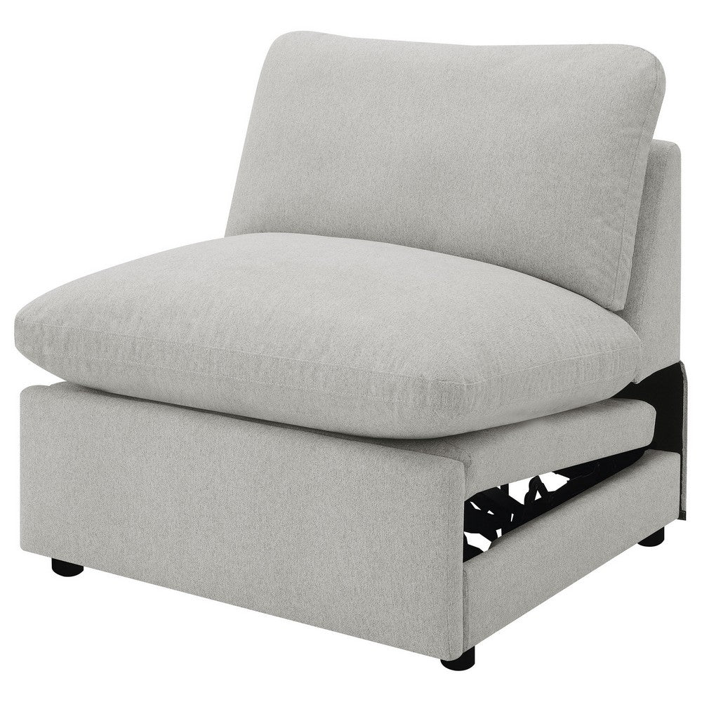 Biny Modular Sectional  Power Armless Recliner Chair | Light Gray Polyester