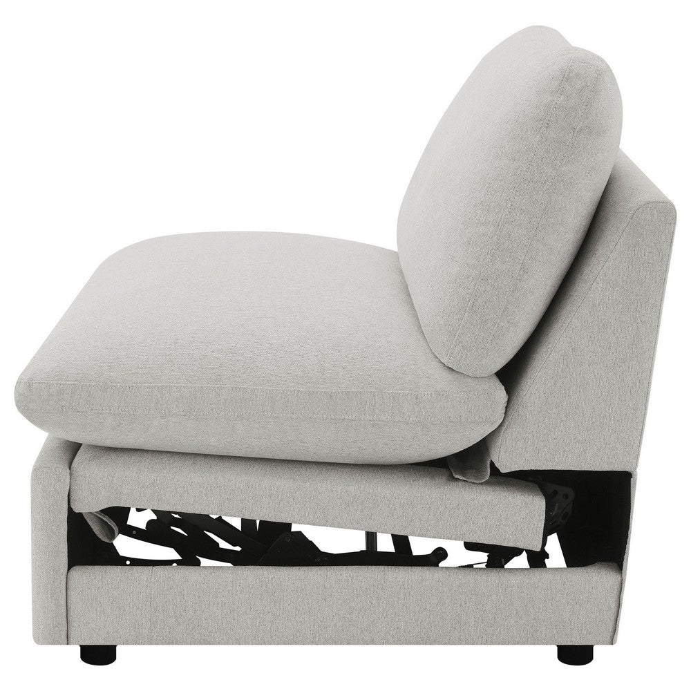 Biny Modular Sectional  Power Armless Recliner Chair | Light Gray Polyester