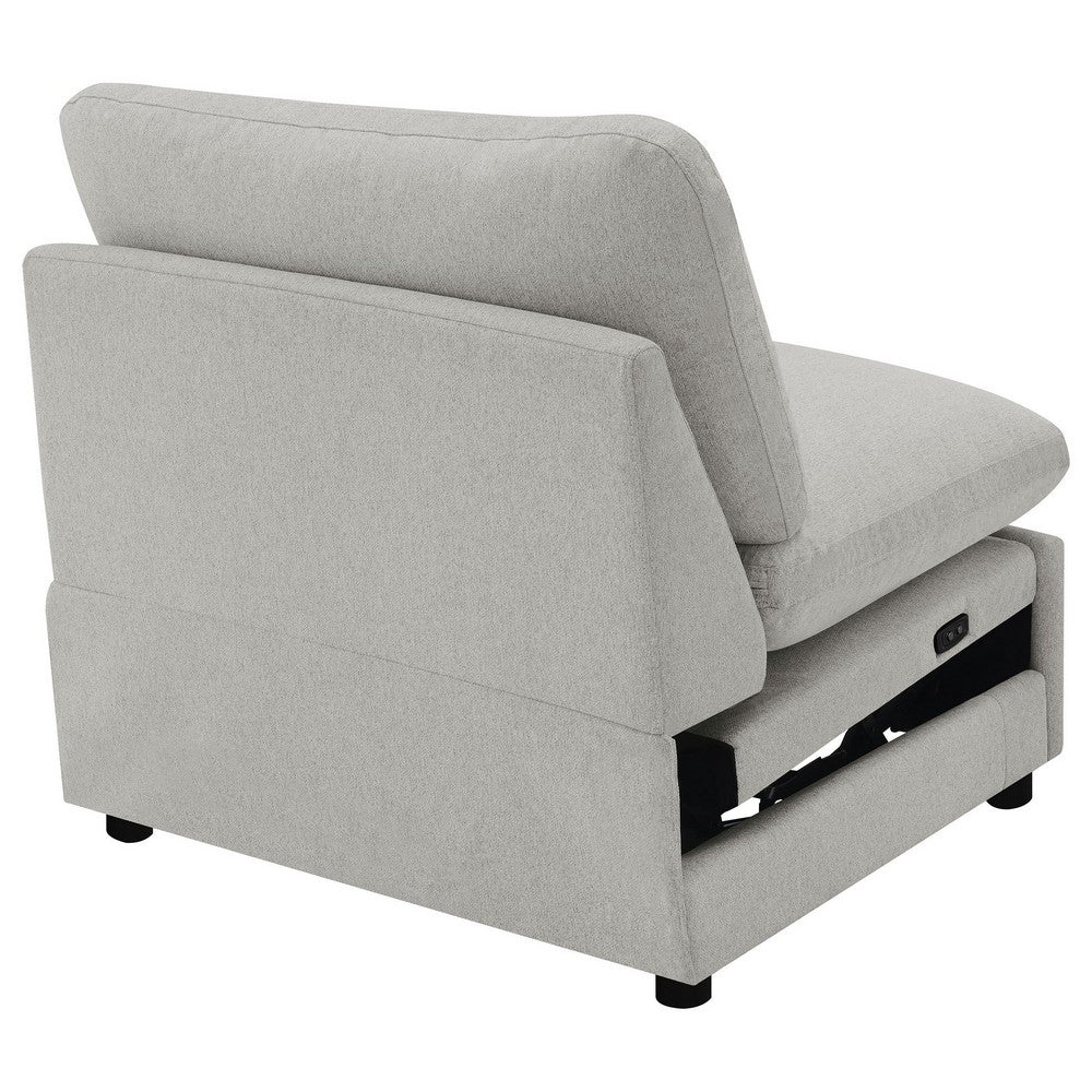 Biny Modular Sectional  Power Armless Recliner Chair | Light Gray Polyester