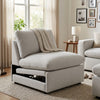 Biny Modular Sectional  Power Armless Recliner Chair | Light Gray Polyester