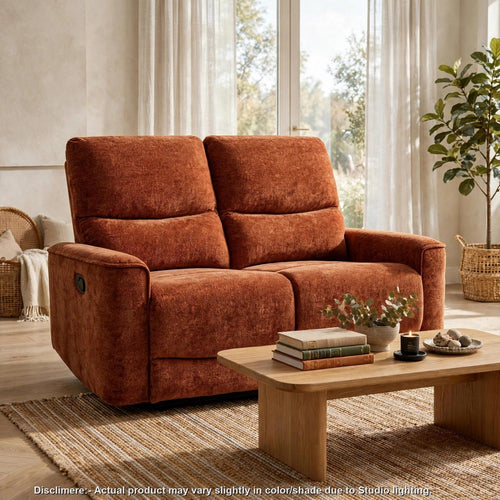 Noe Manual Reclining Loveseat | Burnt Orange Chenille | 57"
