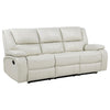 Mila Manual Motion Reclining Sofa | White Faux Leather Upholstery | 86"