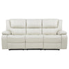 Mila Manual Motion Reclining Sofa | White Faux Leather Upholstery | 86"