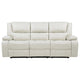 Mila Manual Motion Reclining Sofa | White Faux Leather Upholstery | 86"