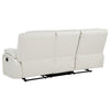 Mila Manual Motion Reclining Sofa | White Faux Leather Upholstery | 86"