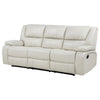 Mila Manual Motion Reclining Sofa | White Faux Leather Upholstery | 86"