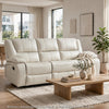 Mila Manual Motion Reclining Sofa | White Faux Leather Upholstery | 86"