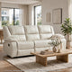 Mila Manual Motion Reclining Sofa | White Faux Leather Upholstery | 86"