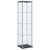 Byra Curio Cabinet | Cappuccino Brown | Chrome | 3 Glass Shelves | 64"