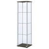 Byra Curio Cabinet | Cappuccino Brown | Chrome | 3 Glass Shelves | 64"