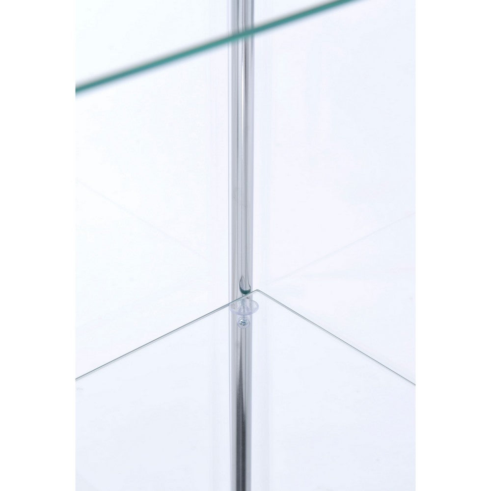 Byra Curio Cabinet | Cappuccino Brown | Chrome | 3 Glass Shelves | 64"