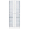 Cina LED Curio Cabinet | White High Gloss |  4 Doors | 6 Shelves | 64"