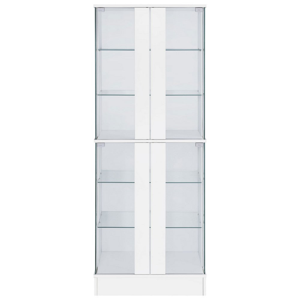 Cina LED Curio Cabinet | White High Gloss |  4 Doors | 6 Shelves | 64"