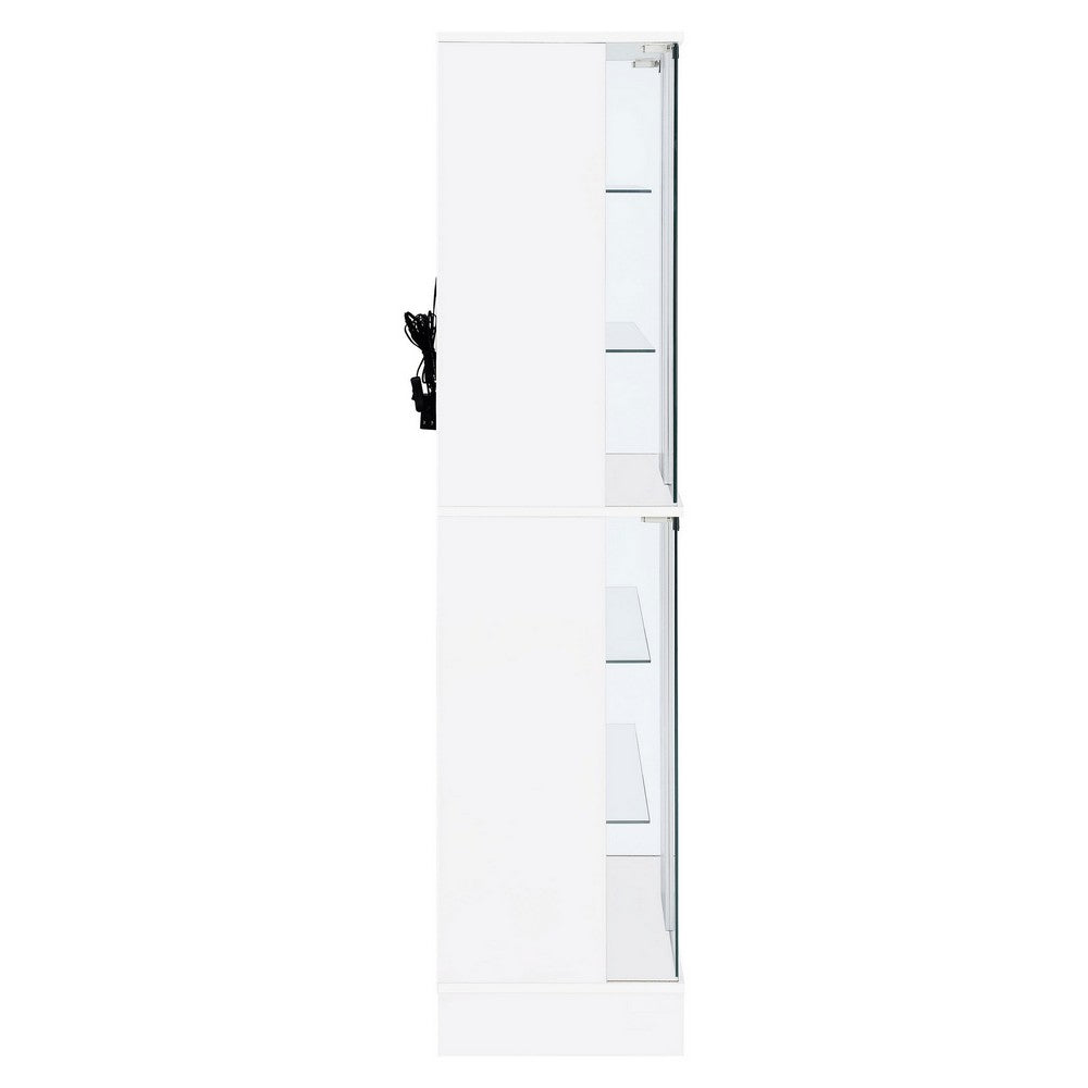 Cina LED Curio Cabinet | White High Gloss |  4 Doors | 6 Shelves | 64"