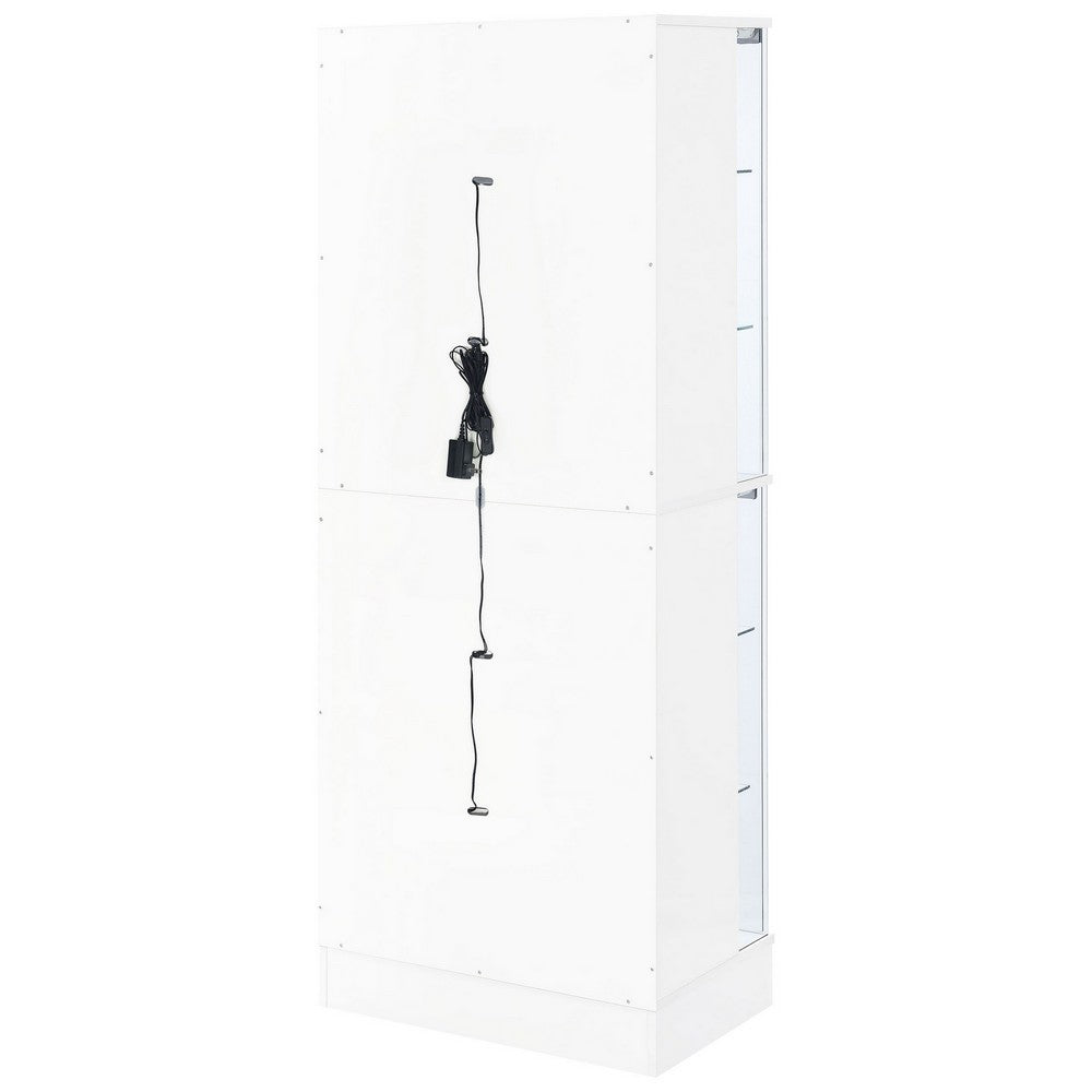 Cina LED Curio Cabinet | White High Gloss |  4 Doors | 6 Shelves | 64"