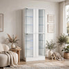 Cina LED Curio Cabinet | White High Gloss |  4 Doors | 6 Shelves | 64"