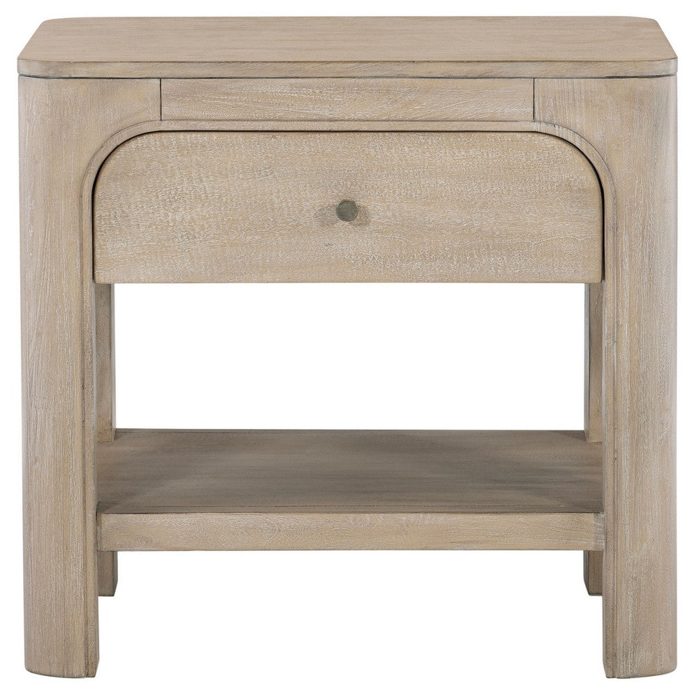 Pira Nightstand with 1 Drawer and Lower Shelf | Weathered Mango Wood