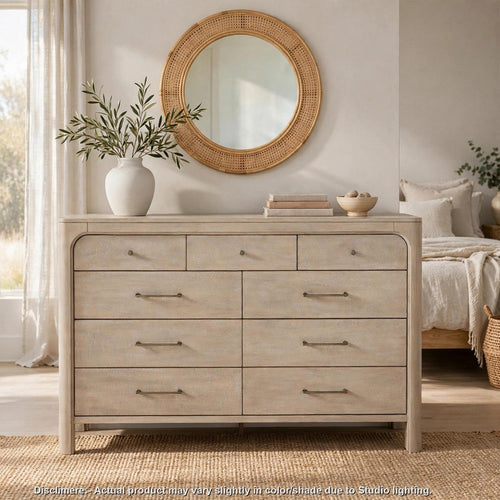 Pira Wide Dresser with 9 Drawers | Wood | Weathered Mango Finish
