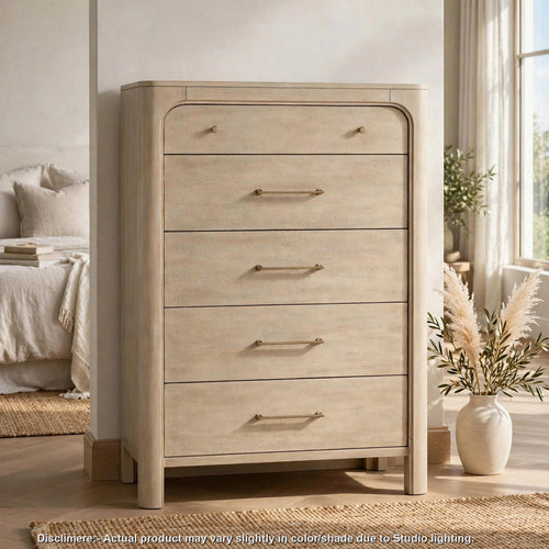 Pira Tall Dresser Chest with 5 Drawers | Wood | Weathered Mango Finish