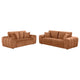 Beno 2pc Sofa and Loveseat Set | 4 Accent Pillows | Burnt Orange Chenille