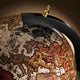Sera 36" Globe Bar Cart with Lift-Open Lid |  Bottle and Glass Holder |  Ivory and Brown Map |  Matte Raven Black